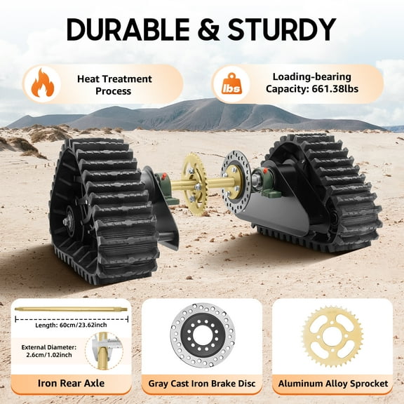 LiHUiee 26.96inch Length Snow Sand Wheel Track+Rear Axle Kit for Snowmobile ATV UTV Tractor Lawn Mower