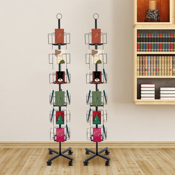 LiHUiee 2PCS Greeting Cards Display Rack 6 Tiers Rotating Postcard Brochure Display for Classrooms, Offices