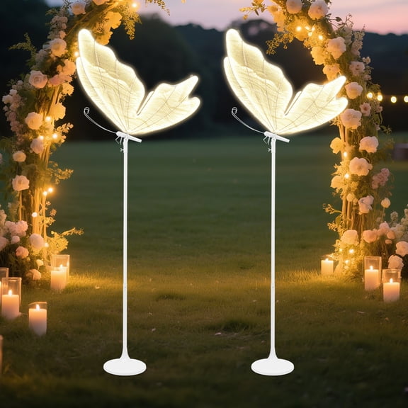 LiHUiee 2Pcs Butterfly Floor Lamp Led Atmosphere Lamp Wedding Decoration Lamp Warm Light for Weddings