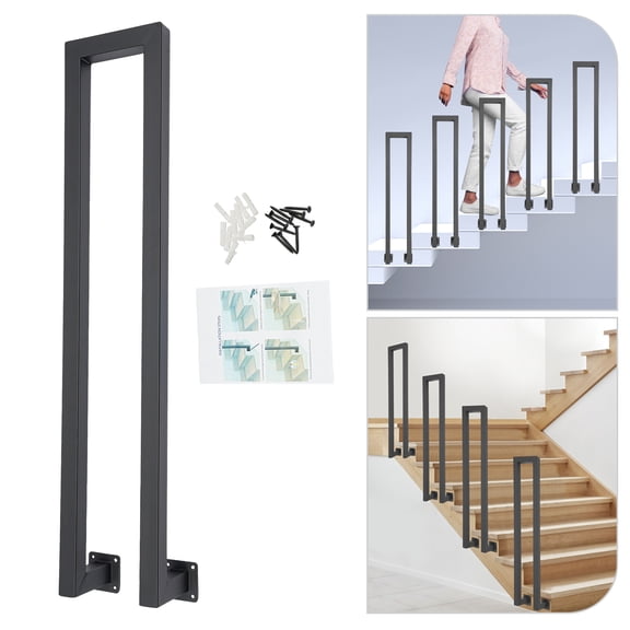LiHUiee 33.46*7.87in Side Mount Stair Railing, Hand Rail Guardrail, Black Decorative Railing for Home
