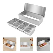 LiHUiee 4-Slot Condiment Carrier Countertop Holder Stainless Steel for Sauce Ingredients for Parties, Homes