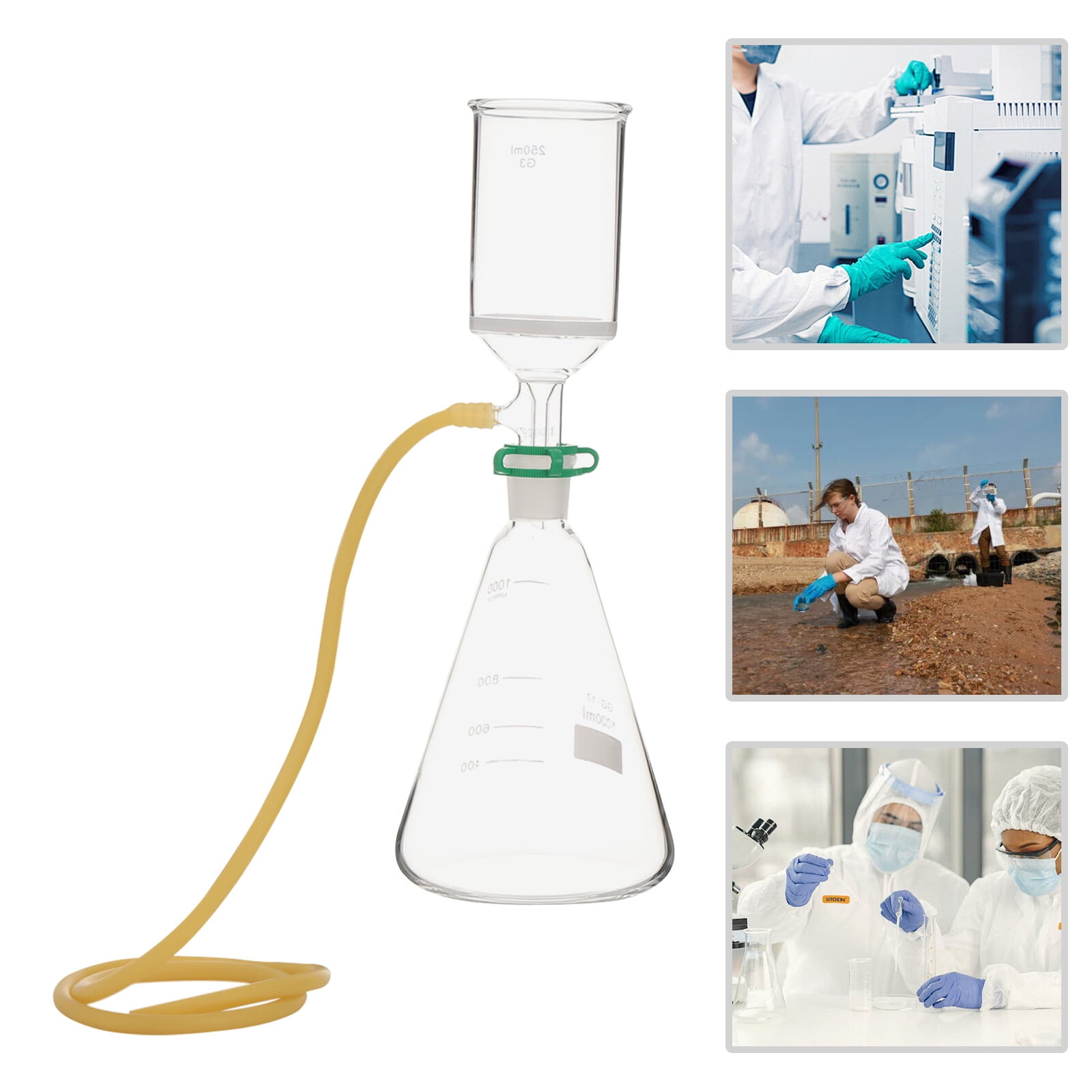 LiHUiee 5.2*14.2in 1000ml Clear Funnel Filtering Kit Lab Filtration ...