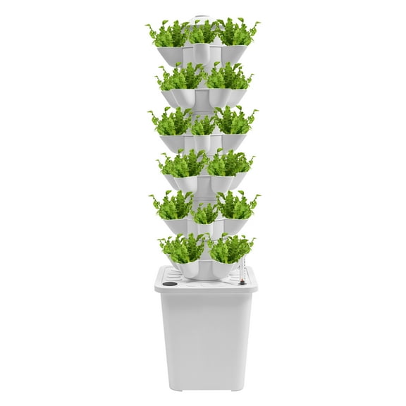 LiHUiee 6-Tier Hydroponic Grow Tower White Tower Hydroponic Tower Home Garden Hydroponic Growing Kit