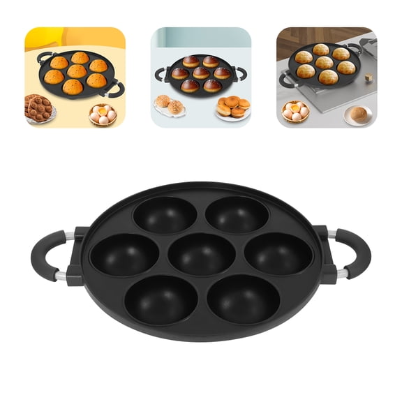 LiHUiee 7 Hole Cooking Cake Pan Cast Iron Omelette Pan Non-Stick Cooking Pot Breakfast Homes, Bakeries