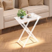 LiHUiee Acrylic Folding Tray Table Rectangular Acrylic End Table Folding X-Leg Clear for Home Office