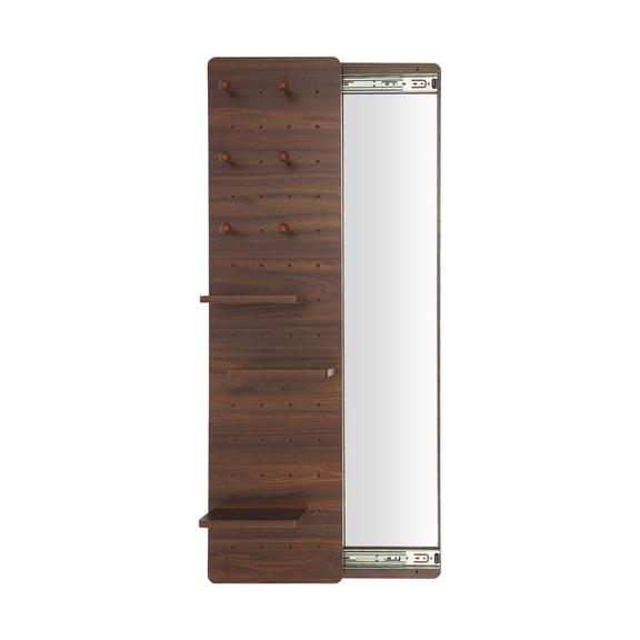 LiHUiee Hide Wall Mounted Mirror, Mirror with Shelves and Hooks, Full-length Mirror With Slide Rail