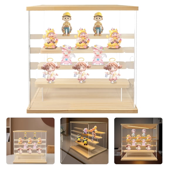 LiHUiee Modern Clear Acrylic Display Case w/LED Light, 5-Tier Dustproof Organizer for Home, Shopping Mall