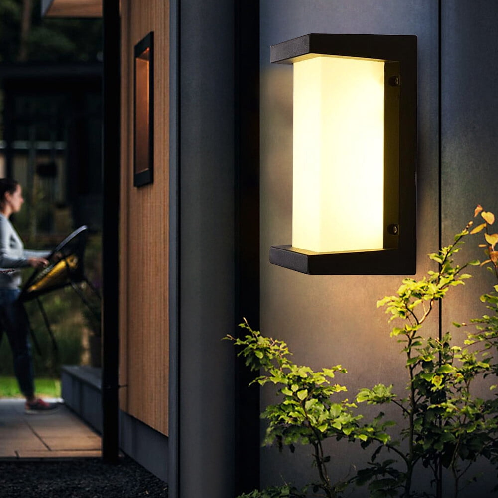 LiHUiee Modern Porch LED Sconce Light Waterproof Outdoor Exterior Wall Lamp Wall Fixture for Bedrooms