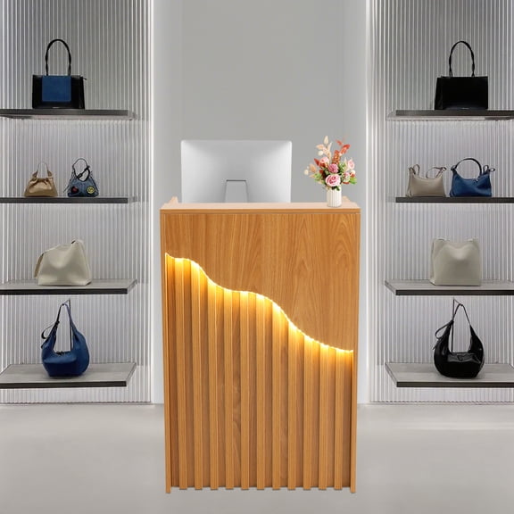 LiHUiee Modern Reception Desk, Reception Desk for Checkout, Reception Counter With a Lockable Drawer