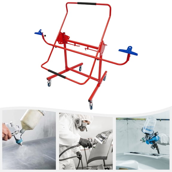 LiHUiee Red Adjustable Auto Body Shop Stand, Painting Car Repair Rack, Adjustable Bumper Repair Stand
