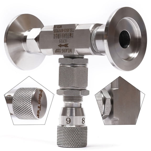LiHUiee Stainless Steel 304 Vacuum Metering Valve, Vacuum Sealed Control Valve, KF25 Vacuum Adjustable Valve
