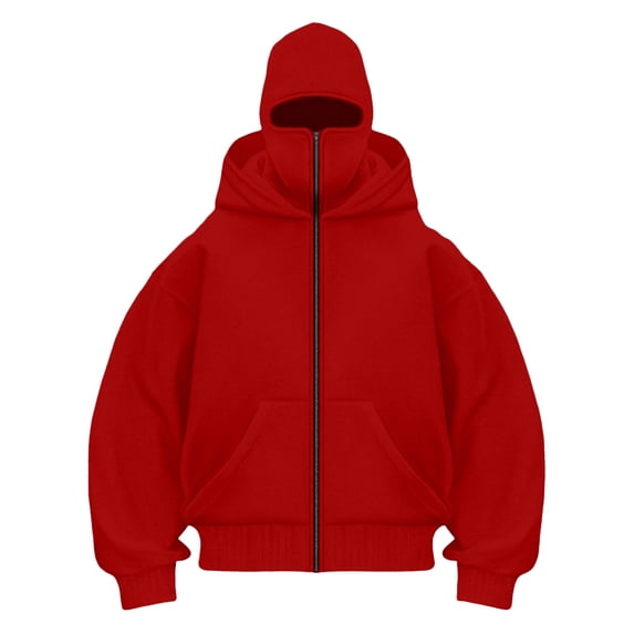 LiJinLong Balaclava Hoodie Zipper Men's Double Layered Hood Warm Fleece Lining Cold Weather Streetwear Hip Hop Y2K Fashion Urban Style S-XXL