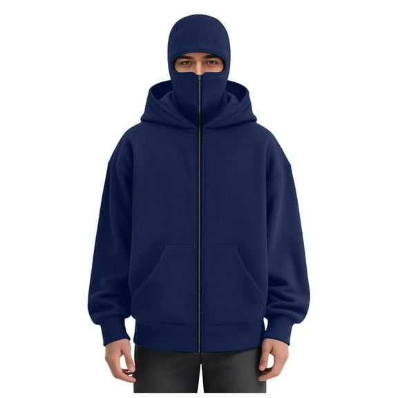 LiJinLong Balaclava Hoodie Zipper Unisex Thermal Insulated Wind Resistant for Snowboarding Skiing Hiking in Extreme Cold Outdoor Adventure Jacket S-XXL