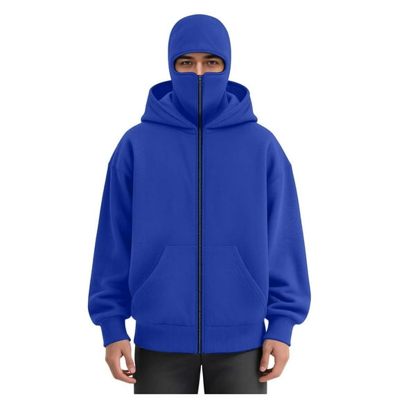 LiJinLong Balaclava Hoodie Zipper Unisex Thermal Insulated Wind Resistant for Snowboarding Skiing Hiking in Extreme Cold Outdoor Adventure Jacket S-XXL