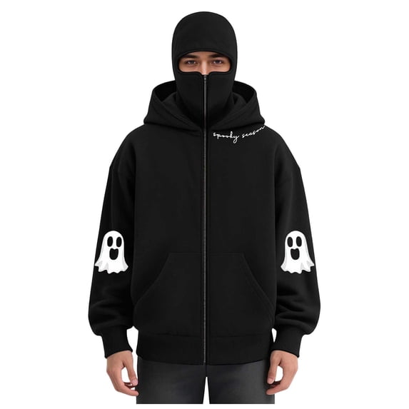 LiJinLong Balaclava Hoodie Zipper Unisex Windproof Design with Face Mask for Skiing Snowboarding Motorcycle Riding Winter Sports Protection S-XXL