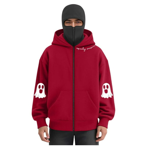 LiJinLong Balaclava Hoodie Zipper Unisex Windproof Design with Face Mask for Skiing Snowboarding Motorcycle Riding Winter Sports Protection S-XXL