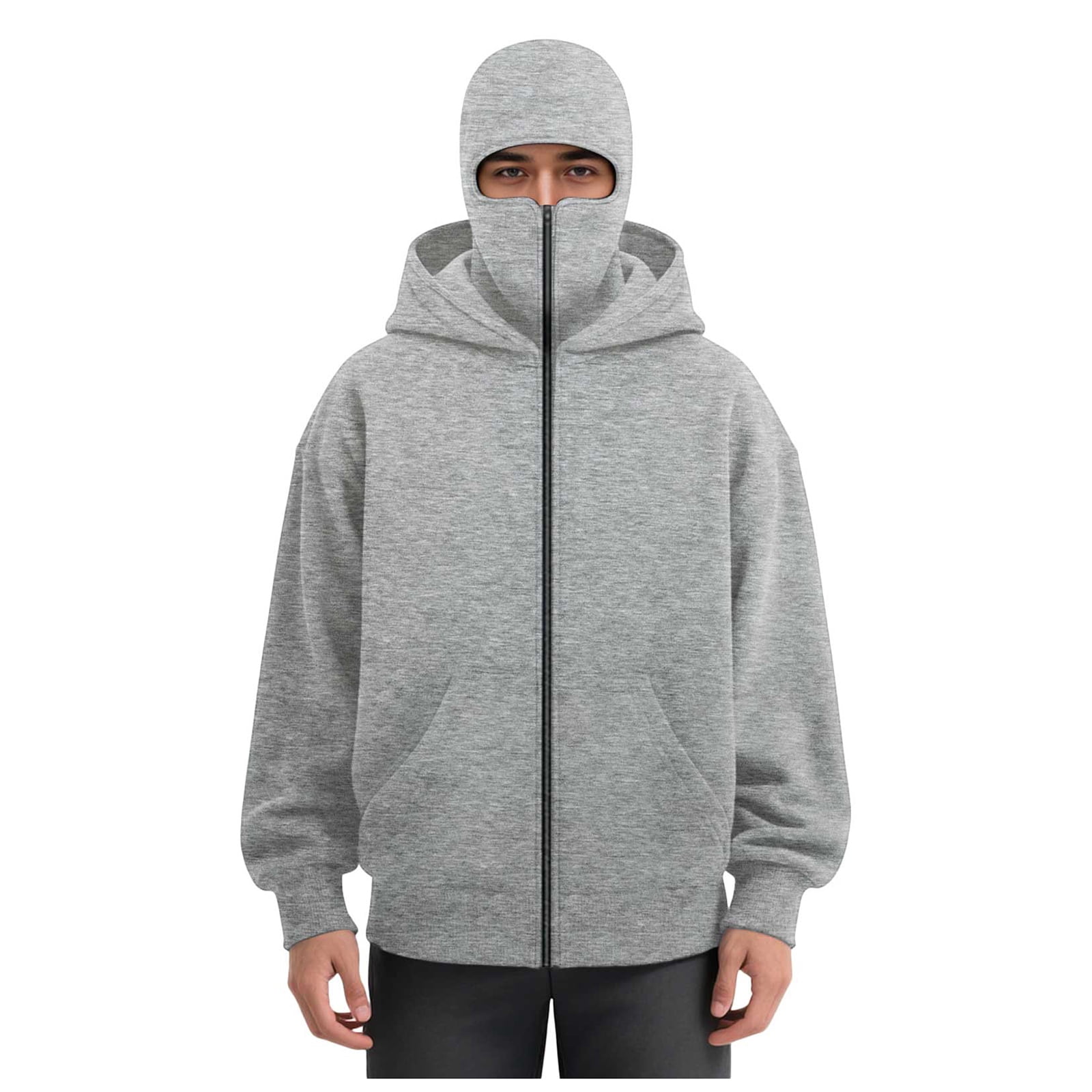 LiJinLong Balaclava Hoodie Zipper Unisex Windproof Design with Face Mask for Skiing Snowboarding Motorcycle Riding Winter Sports Protection S-XXL