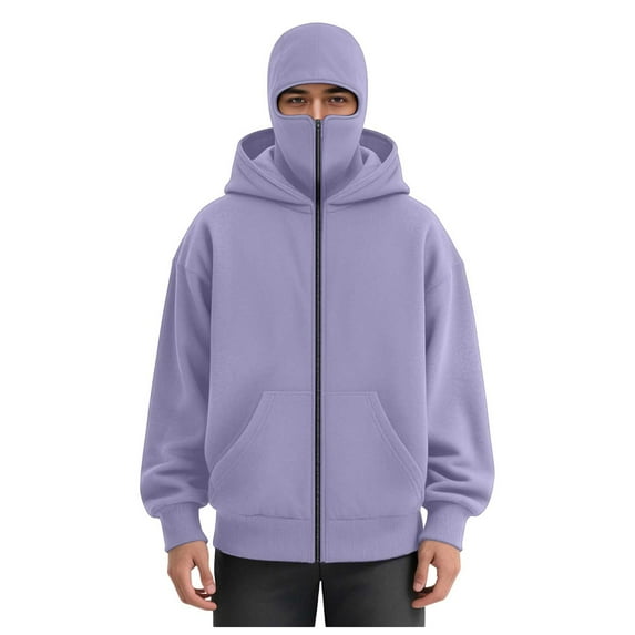 LiJinLong Balaclava Hoodie Zipper Unisex Windproof Design with Face Mask for Skiing Snowboarding Motorcycle Riding Winter Sports Protection S-XXL