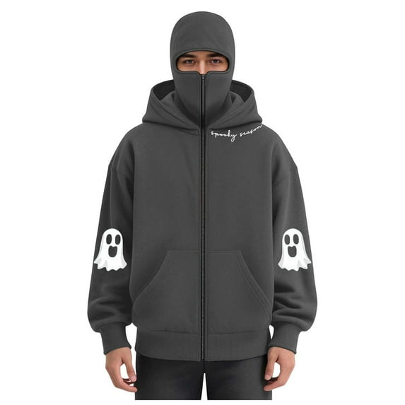 LiJinLong Balaclava Hoodie Zipper Unisex Windproof Design with Face Mask for Skiing Snowboarding Motorcycle Riding Winter Sports Protection S-XXL
