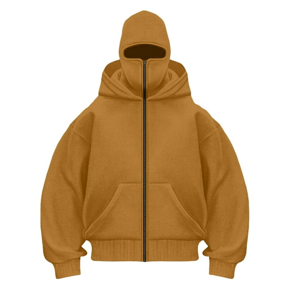 LiJinLong Balaclava Hoodie Zipper Unisex Windproof Design with Face Mask for Skiing Snowboarding Motorcycle Riding Winter Sports Protection S-XXL