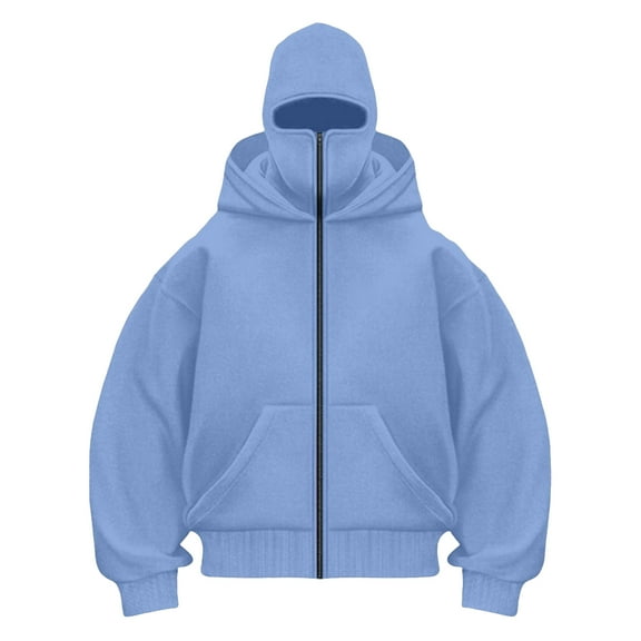 LiJinLong Balaclava Hoodie Zipper Unisex Windproof Design with Face Mask for Skiing Snowboarding Motorcycle Riding Winter Sports Protection S-XXL