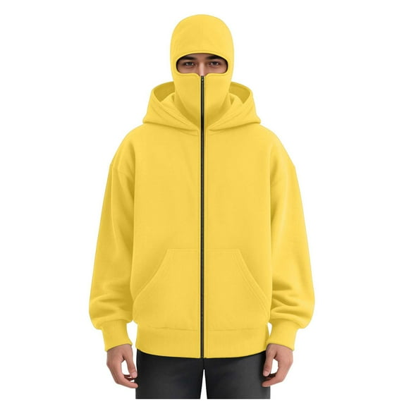 LiJinLong Balaclava Hoodie Zipper Unisex Windproof Design with Face Mask for Skiing Snowboarding Motorcycle Riding Winter Sports Protection S-XXL