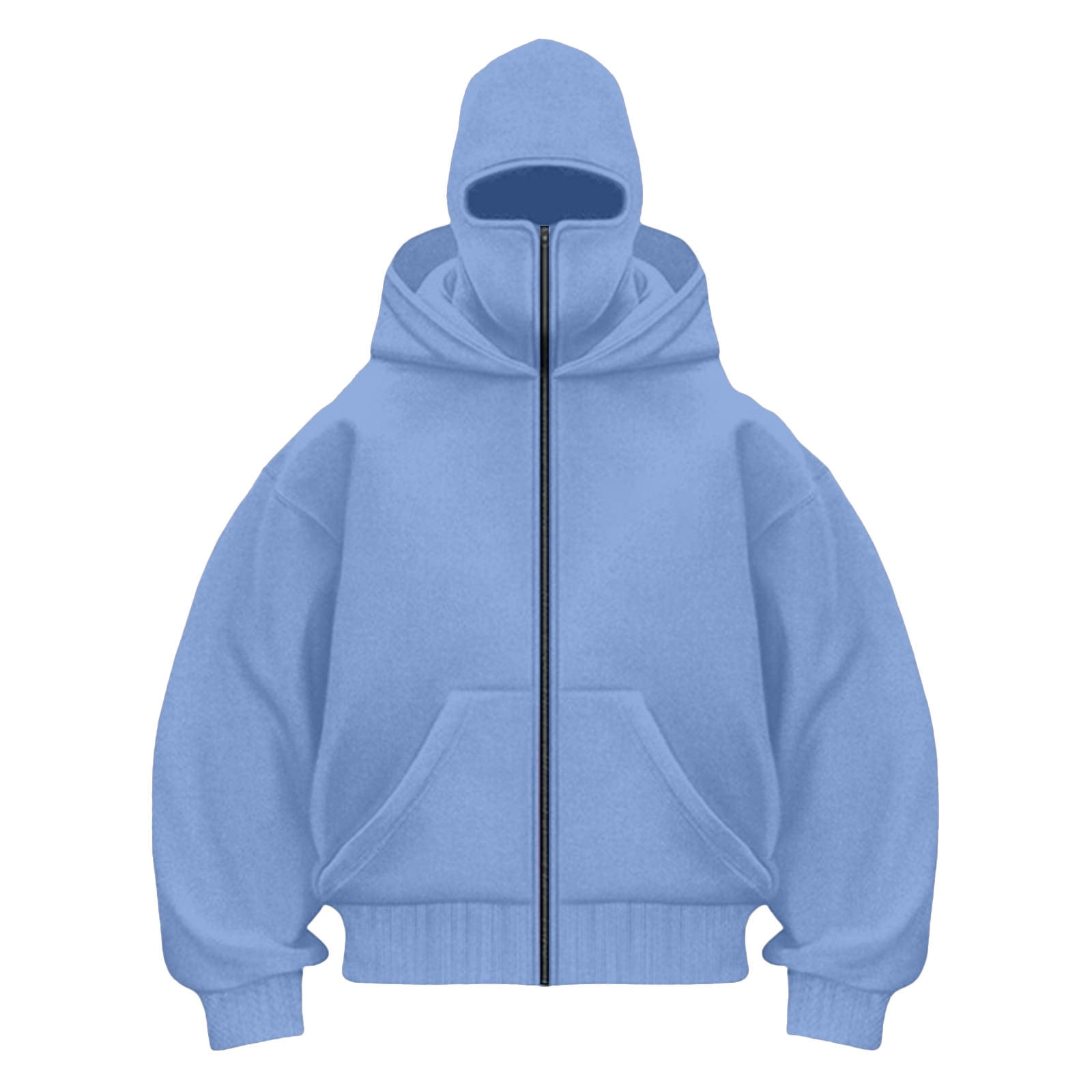 LiJinLong Balaclava Hoodie Zipper Men's Tactical Design Compatible Hunting Fishing Outdoor Work Winter Solid Utility Jacket S-XXL