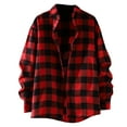 thumbnail image 1 of LiJinLong Men's Plaid Button Down Shirts Cotton Black and Yellow Plaid Shirt Long Sleeve Flannel Plaid with Pockets Lightweight Casual Shirt, Red XXL, 1 of 4