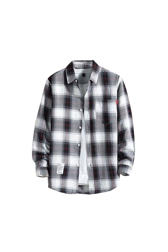 Men's Plaid Button Down Shirts Red and White Plaid Shirt Long Sleeve Flannel Plaid Casual Button Down Regular Fit, WH1 XXXL