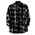 thumbnail image 1 of LiJinLong Men's Plaid Button Down Shirts Cotton Black and Yellow Plaid Shirt Long Sleeve Flannel Plaid with Pockets Lightweight Casual Shirt, Black XL, 1 of 5
