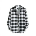 thumbnail image 1 of LiJinLong Mens Dress Shirts Button Up Shirt Black and White Plaid Shirt Streetwear Button Down Shirt Jacket with Pockets Lightweight Casual Shirt, White M, 1 of 2