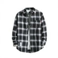 thumbnail image 1 of LiJinLong Mens Dress Shirts Button Up Shirt Black and White Plaid Shirt Long Sleeve Flannel Plaid with Pockets Lightweight Casual Shirt, Black XXL, 1 of 2