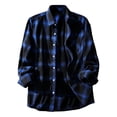 thumbnail image 1 of LiJinLong Mens Dress Shirts Button Up Shirt Cotton Black and Yellow Plaid Shirt Long Sleeve Flannel Plaid Casual Button Down Regular Fit, Blue S, 1 of 4