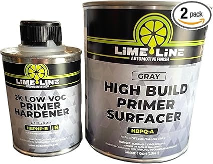LiME LiNE Sand-able Automotive Primer Surfacer, Direct-to-Metal, High Build 2k Urethane, 1.5 Quart kit, (Light Grey) 2:1 mixture
