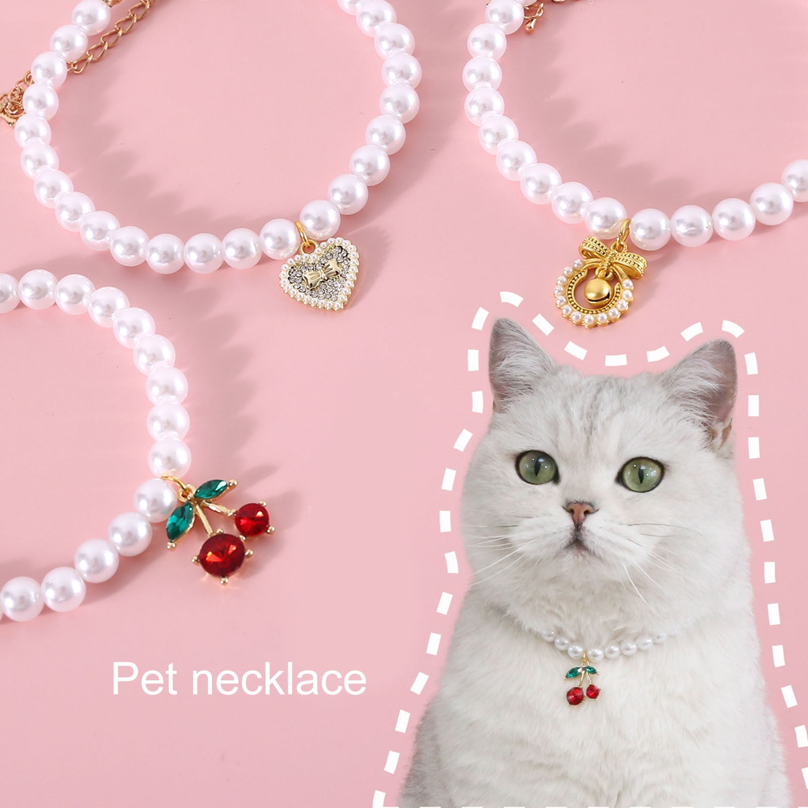 LiMimmuu Cat Necklace Pet Neck Circle Elegant Exquisite Pet Dog Cherry