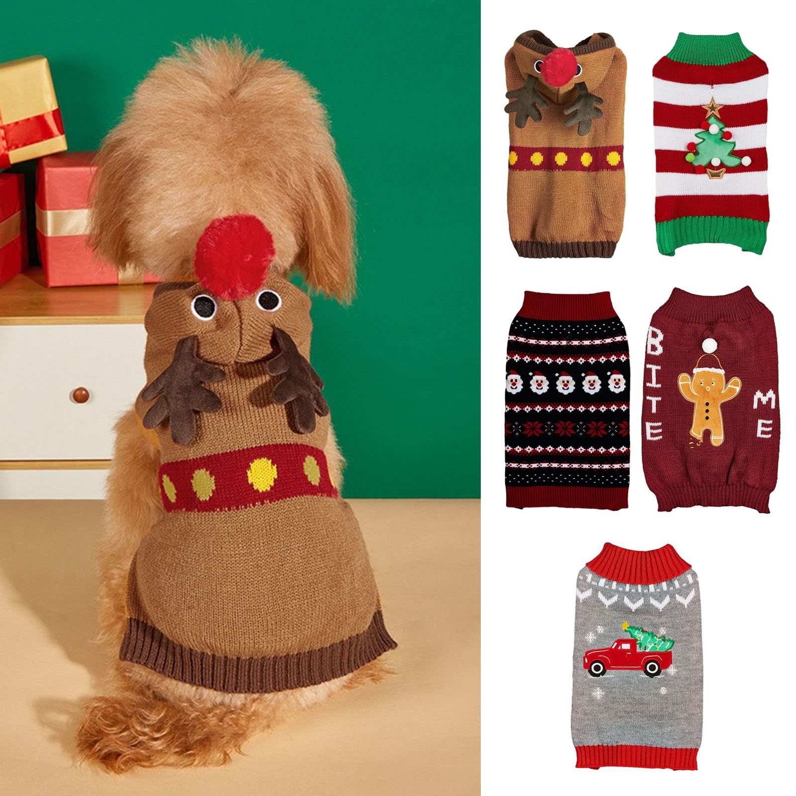 LiMimmuu Christmas Pet Sweater Christmas Tree Pet Sweater Warm