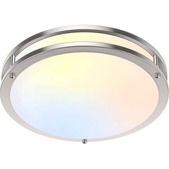 13 inch LED Ceiling Light Fixture,36W LED Flush Mount Ceiling Light Fixture,Modern Ceiling Light 2700K-6500K 5CCT Adjustable Ceiling Lights for Bedroom,Living Room,1 Pack,Brushed Nickle