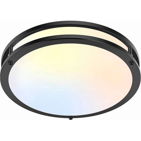 13 inch LED Ceiling Light Fixture,36W LED Flush Mount Ceiling Light Fixture,Modern Ceiling Light 2700K-6500K 5CCT Adjustable Ceiling Lights for Bedroom,Living Room Kitchen,1 Pack,Black