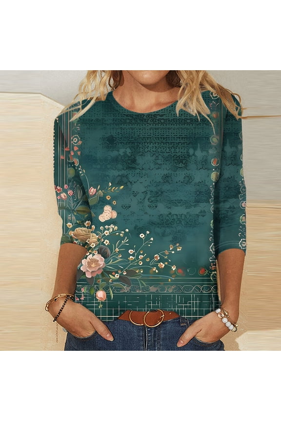 Cute T Shirts for Women Trendy Summer Womens T Shirts 3/4 Sleeve Loose Fit Womens Tops Plus Size Dressy Casual Printed T Shirts my items ordered