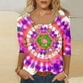 thumbnail image 1 of LiMoi Cute T Shirts for Women Trendy Summer 3/4 Sleeve Tops for Women Oversized Tshirts for Women Summer Tie Dye Shirt Women my items ordered, 1 of 9