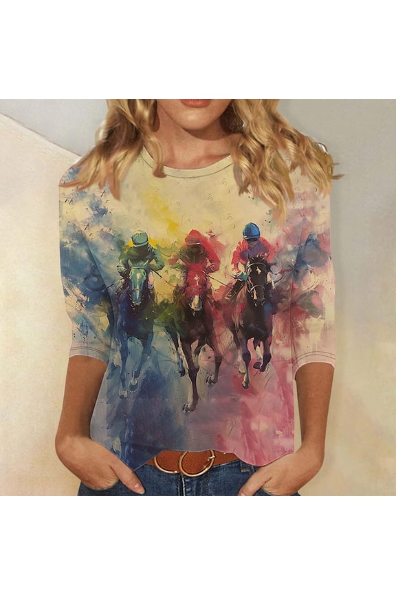 Plus Size T Shirts Plus Size Tops for Women 3/4 Sleeve Plus Size Spring Clothes for Women Tshirts Shirts Graphics reorders