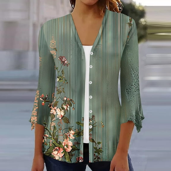 LiMoi Plus Size Summer Tunic Tops for Women 2025 Womens 3/4 Sleeve Tops T Shirts Loose Fit Printed T Shirts for Women New Arrivals