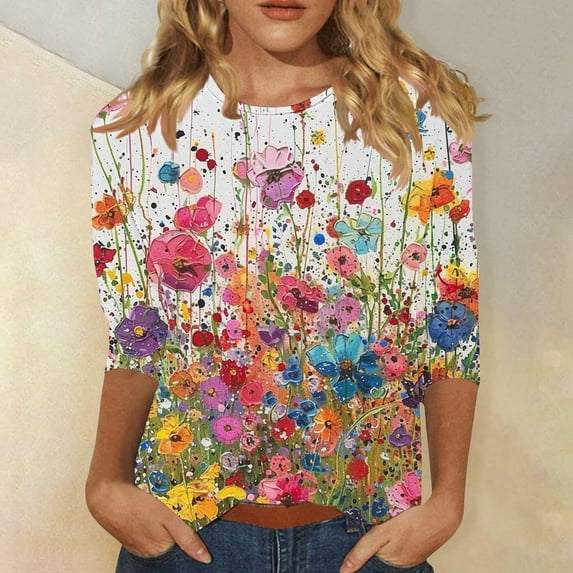 LiMoi Plus Size T Shirts Plus Size Tops for Women 3/4 Sleeve Plus Size Tops for Women Summer T Shirts for Women Graphic Gym Items Ordered by Me