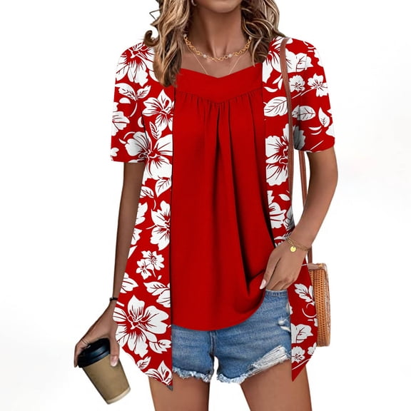 LiMoi Shirts for Women Short Sleeve V Neck Womens T Shirts Casual Printed Tshirts for Women Oversized Tee Shirts Plus Size Women New Arrivals