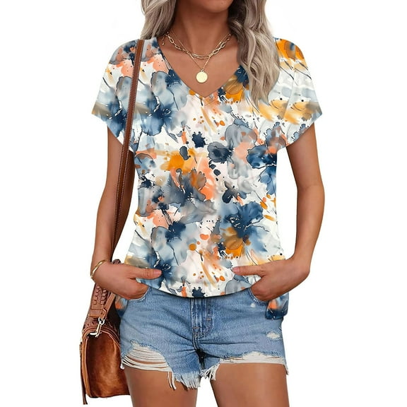 LiMoi Shirts V Neck Womens Tops Dressy Casual Tshirts Shirts for Women Graphic T-Shirts reorder Oversized Tshirts My Items Ordered