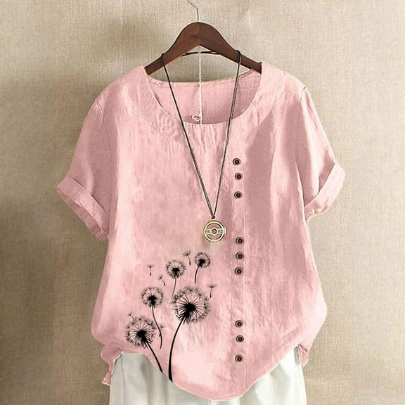 LiMoi Shirts Cute Womens Tops Trendy Short Sleeve Floral Shirts for Women Oversized Tops for Women Spring My Items