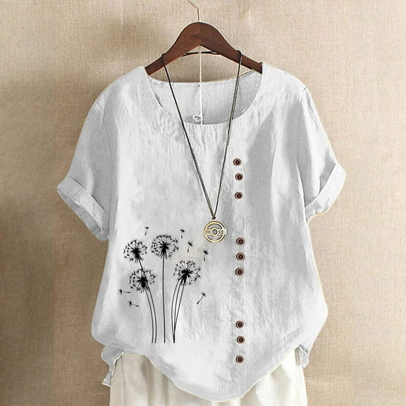LiMoi Shirts for Women Short Sleeve Trendy Womens Tops Casual Cute Printed Tshirts Plus Size Tops for Women New & Trending