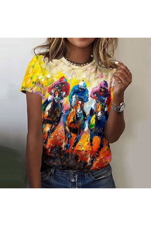 Short Sleeve Blouse for Women Trendy Tshirts Shirts Trendy Graphic T Shirts for Women 2025 Plus Size Blouses New Arrivals