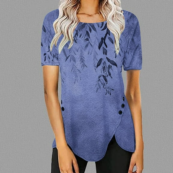 LiMoi Short Sleeve Blouses T Shirts for Women Loose Fit Gym Printed Tshirts Tunic Tops for Women My Items