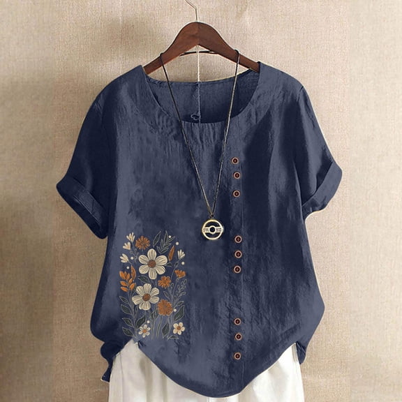 LiMoi Short Sleeve Blouses for Work T Shirts Vneck Printed Tshirts Shirts for Women Oversized Tshirts New & Trending